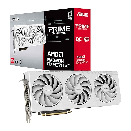ASUS Prime Radeon™ RX 9070 XT White OC Edition Graphics Card (PCIe 5.0, HDMI/DP 2.1, 2.5-Slot Design, axial-tech Fans, Dual Ball Fan Bearings, Dual BIOS, ASUS GPU Guard) PRIME RX9070XT|OC|16GB|White