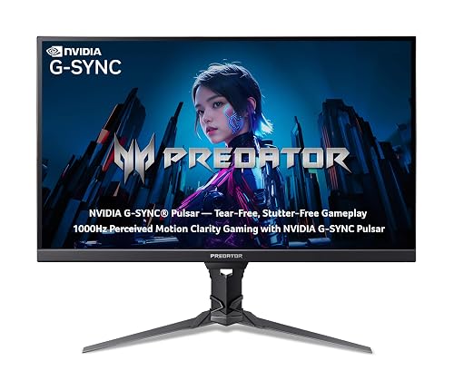 Acer Predator Gaming Monitor | 27 WQHD 2560 x 1440 IPS | NVIDIA G-SYNC Pulsar with 1000Hz Perceived Motion Clarity | Up to 360Hz | 0.05ms | DCI-P3 90% | 1 x DP 1.4 & 2 x HDMI 2.1 | XB273U F5bmiiprzx