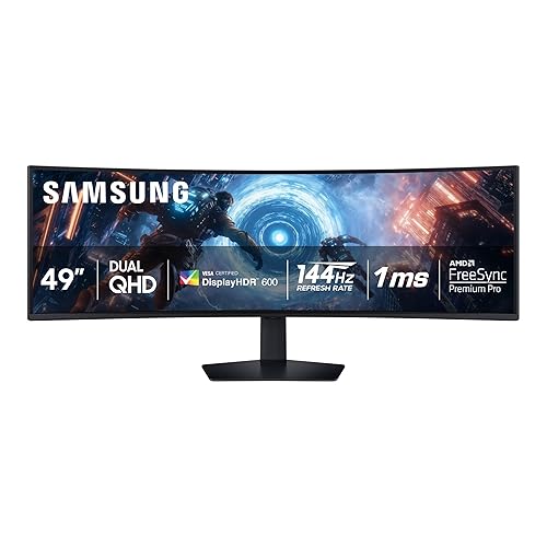 SAMSUNG 49 inch Odyssey Curved Black Dual QHD Gaming Monitor, 144 Hz, VESA DisplayHDR 600, AMD freesync Premium pro - (LS49FG910ENXZA) [Canada Version](2025) 49 Inch 2025 model 144 Hz | Dual QHD