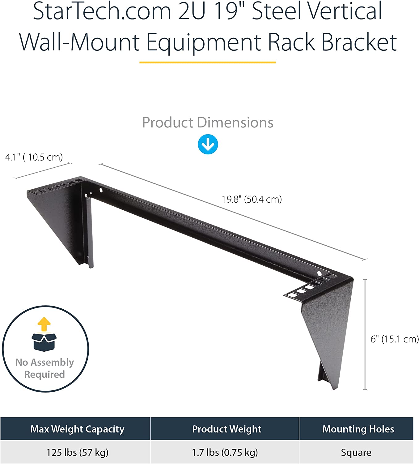 StarTech.com 2U Vertical Wall Mount Patch Panel Bracket - Steel Rack Mount Bracket w/Hardware for 19" Network, Server and Data Equipment (RK219WALLV) 2U Bracket