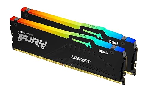 Kingston Fury Beast RGB 128GB (2x64GB) 5600MT/s DDR5 CL36 Desktop Memory | AMD Expo | Plug N Play | Kit of 2 | KF556C36BBEAK2-128