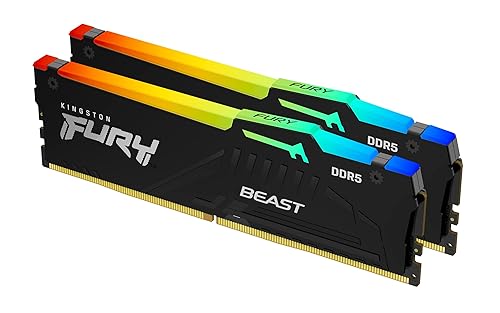 Kingston Fury Beast RGB 32GB 6000MT/s DDR5 CL40 DIMM Desktop Memory (Kit of 2) Single Module | Intel XMP 3.0 | Infrared Sync Technology | Overclocking Stability | KF560C40BBAK2-32