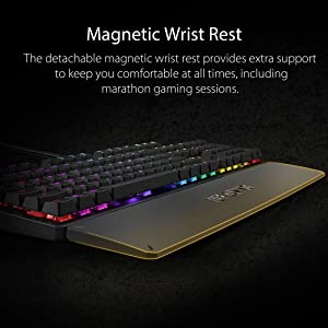 ASUS Mechanical PC Gaming Keyboard for PC - TUF K3 | Programmable Onboard Memory | Dedicated Media Controls, Aura Sync RGB Lighting | Detachable Magnetic Wrist Rest | Highly Durable | Black