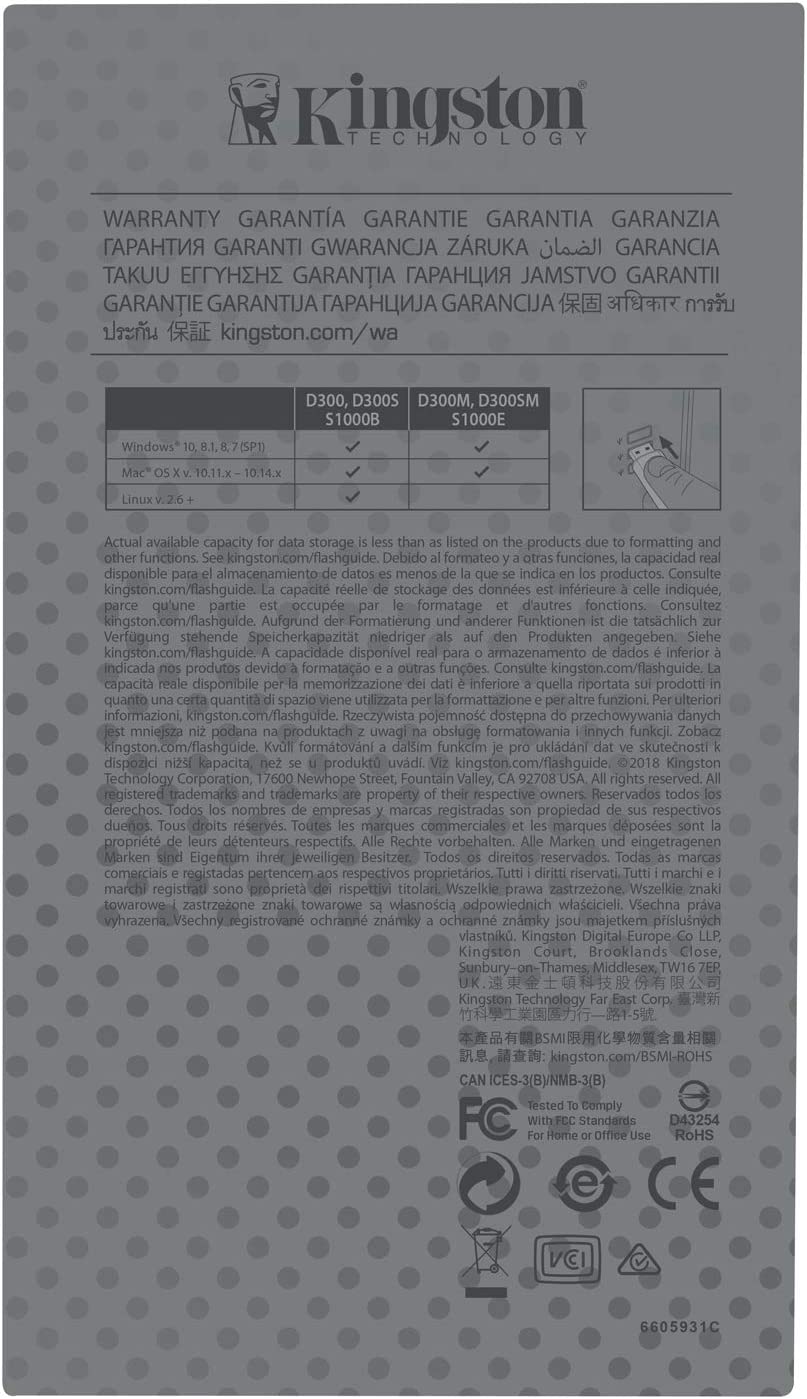 Kingston 16GB D300S AES 256 XTS Encryte