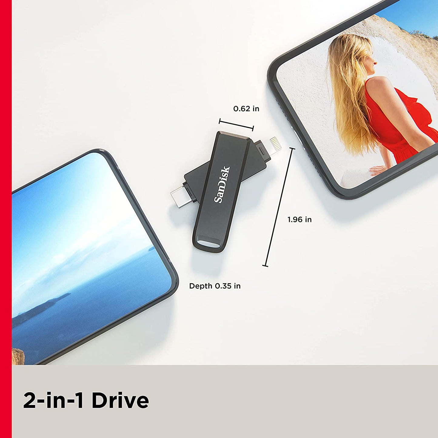 SanDisk 128GB iXpand Flash Drive Luxe for iPhone and USB Type-C Devices - SDIX70N-128G-GN6NE
