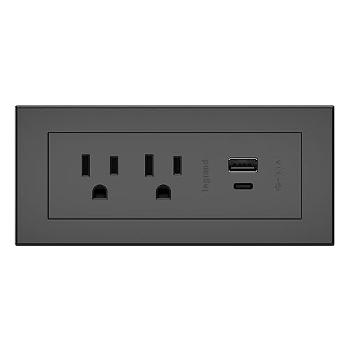 Legrand Wiremold RDZCBK radiant Furniture Power Center with USB, Recessed Power Strip, 2 Outlets, Type A/C USB, 6 Foot Cord, Black Black 6 Feet Furniture Power Strip with Type A/C USB