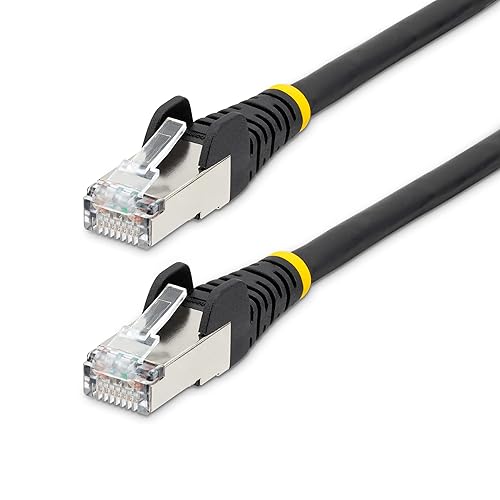 StarTech.com 1ft CAT6a Ethernet Cable - Low Smoke Zero Halogen (LSZH) - 10 Gigabit 500MHz 100W PoE RJ45 S/FTP Black Network Patch Cord Snagless w/Strain Relief (NLBK-1F-CAT6A-PATCH)