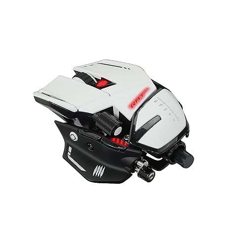 Mad Catz The Authentic R.A.T. 8+ Fully Adjustable Wired Gaming Mouse - 16000 DPI Optical Sensor - 11 Programmable Buttons and RGB Lighting - White R.A.T. 8+ White