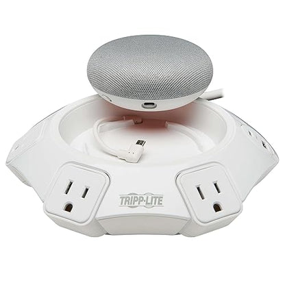 Tripp Lite Safe-IT Conference Surge Protector, Micro-USB Mount, 4-Outlets, USB-C & 3 USB-A, 10ft / 3M Cord, 100,000 Insurance & Lifetime Manufacturer's Warranty (TLP410UCUFOAM) Disk