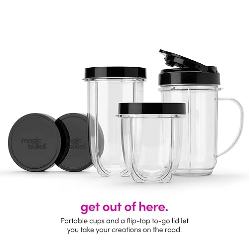 Magic Bullet Blender, Small, Silver, 11 Piece Set 11 Piece Blender Set Silver/Black