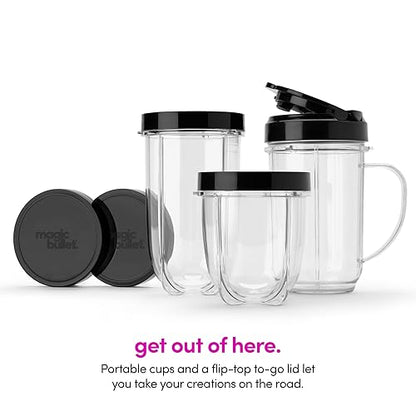 Magic Bullet Blender, Small, Silver, 11 Piece Set 11 Piece Blender Set Silver/Black