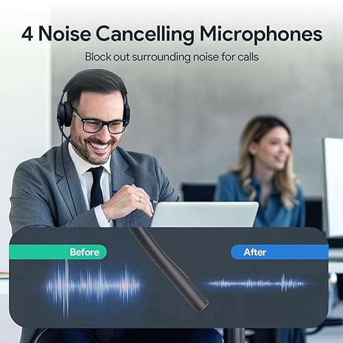 Yealink UH48 ANC USB Headset with Microphone, Active Noise Cancelling Wired Headphones for PC Computer, Works with Zoom Teams and Other Call Platforms, USB-A or USB-C Connectivity, Mute Button