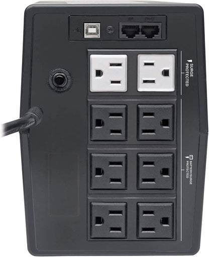 Tripp Lite 800VA UPS Battery Backup Surge Protector, Line Interactive UPS, Avr, 475W, 8 NEMA 5-15R Outlets, NEMA 5-15P Plug, 120V UPS, USB, Tower (OMNIVS800LCD)