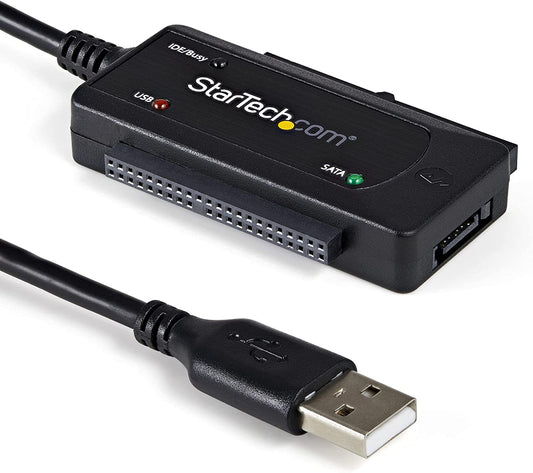 StarTech.com USB 2.0 to IDE SATA Adapter - 2.5 / 3.5" SSD / HDD - USB to IDE &amp; SATA Converter Cable - USB Hard Drive Adapter (USB2SATAIDE),Black 2.5 Inch/3.5 Inch SATA/IDE USB 2.0