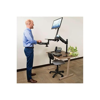 Tripp Lite Sit Stand Desktop Workstation, Adjustable Standing Desk with Clamp (WWSS1327CP) Desk-Clamp Work Station w/ Display Mount