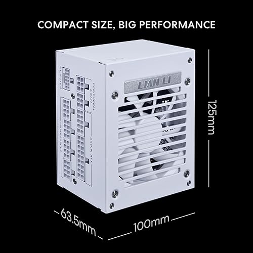 Lian Li SP750 Gold - 750 Watt SFX Form Factor Power Supply with 12V-2x6 Cable - Low Noise - 80 Plus Gold Efficiency - ATX 3.1 & PCIe 5.1 Compliant - Easy Cable Management - White (SP750G.W) Gold 750W V2 White