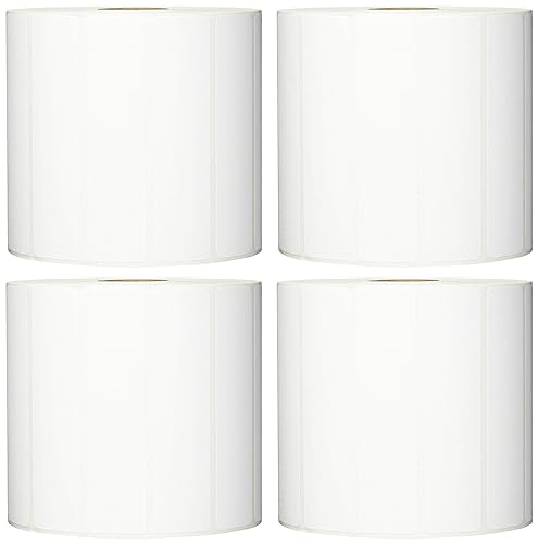 Brother4"x1" TT Premium Paper Label (for Wax & Wax/Resin Ribbon), 5”OD/1" Core, 2,300 Labels/Roll, 4 Rolls/Case