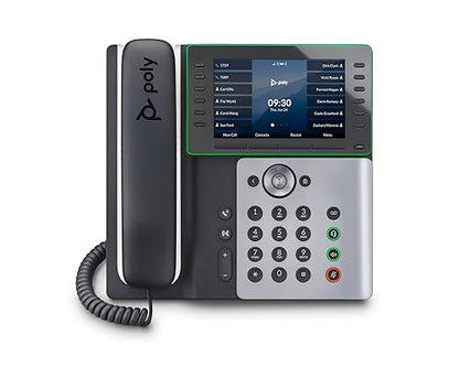 Poly Edge E500 IP Phone - Corded - Corded - 3 Multiple Conferencing - Desktop, Wall Mountable - White, Midnight Blue - TAA Compliant - VoIP - 5" LCD - 2 x Network (RJ-45) - PoE Ports