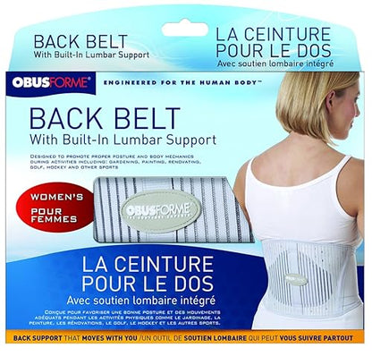 ObusForme Back Support Belt with Built-in Lumbar Support | Lower Back Brace | Elastic Abdominal Support | Breathable, Compression Band | Tailored to Female Physique (Medium/Large) M/L (Pack of 1)