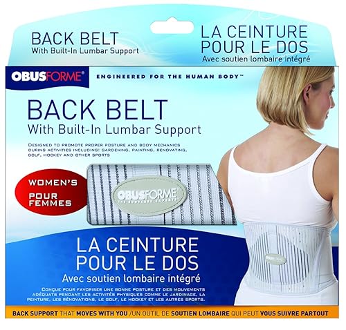 ObusForme Back Support Belt with Built-in Lumbar Support | Lower Back Brace | Elastic Abdominal Support | Breathable, Compression Band | Tailored to Female Physique (Medium/Large) M/L (Pack of 1)