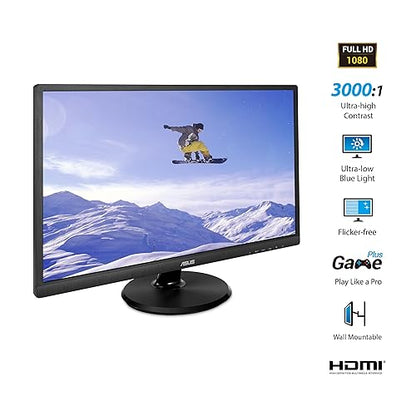ASUS VA249HE 23.8” Full HD 1080p HDMI VGA Eye Care Monitor with 178° Wide Viewing Angle 23.8 FHD HDMI D-Sub