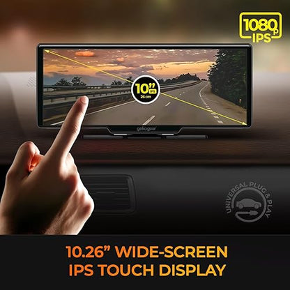 GekoGear Orbit C120 Portable Carplay & Android Auto with 1080P Backup Camera, 10.3 Inch HD IPS Touch Screen Carplay with 1080p Backup Camera, Car Audio Receivers with GPS Navigation, Bluetooth