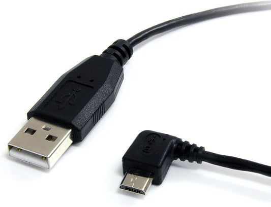 StarTech.com 3 ft / 91cm Micro USB Cable - A to Left Angle Micro B - USB Type A - 90 Degree Micro-USB Type B (M) - Black (UUSBHAUB3LA) 3 ft / 1m Left Angle