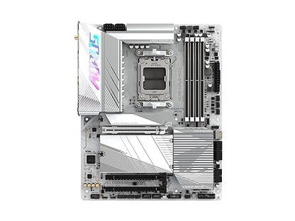 GIGABYTE X670E AORUS PRO X (AM5/ LGA 1718/ AMD/ X670E/ EATX/ 5-Year Warranty/ DDR5/ Quad M.2/ PCIe 5.0/ USB 3.2 Gen2X2 Type-C/WiFi 7/ Intel 2.5GbE LAN/Q-Flash Plus/EZ-Latch Plus/Motherboard)