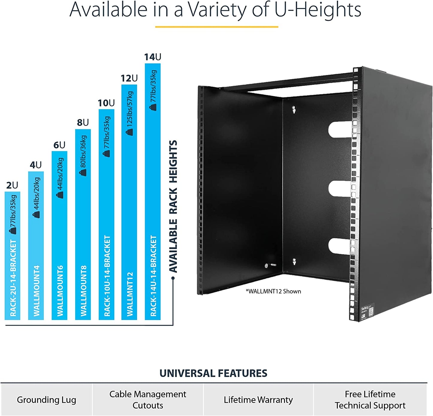 StarTech.com 6U Wall Mount Network Rack - 14 Inch Deep (Low Profile) - 19" Patch Panel Bracket for Shallow Server and IT Equipment, Network Switches - 44lbs/20kg Weight Capacity, Black (WALLMOUNT6) 6U Panel Bracket