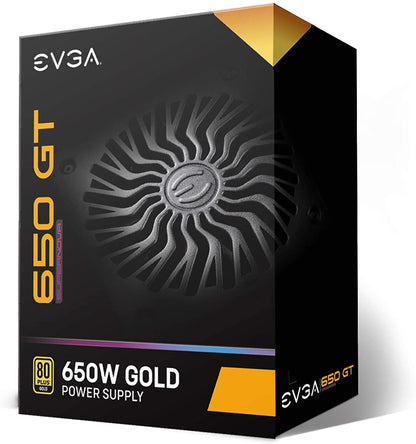 EVGA Supernova 650 GT, 80 Plus Gold 650W, Fully Modular, Auto Eco Mode with FDB Fan, 7 Year Warranty, Includes Power ON Self Tester, Compact 150mm Size, Power Supply 220-GT-0650-Y1 GT 650W
