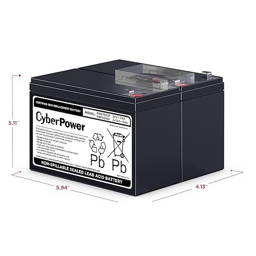 CyberPower RB1270X2F UPS Replacement Battery Cartridge, Maintenance-Free, User Installable, 12V/7Ah