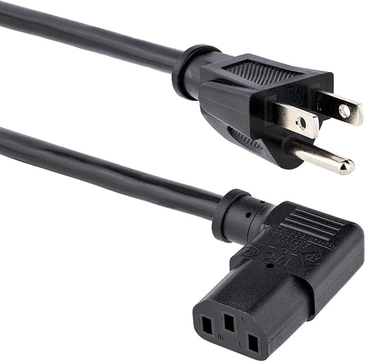 StarTech.com 10ft (3m) Computer Power Cord, 18AWG, NEMA 5-15P to Right Angle C13, 10A 125V, Replacement AC Power Cord, PC Power Supply Cable, Printer / Monitor Power Cord - UL Listed (PXT101L10) 10 ft/3 m