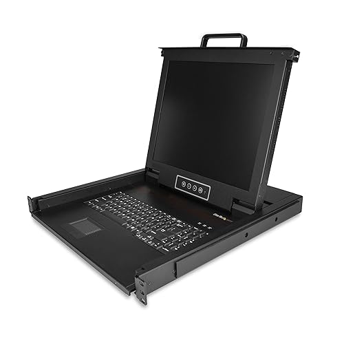 StarTech.com Rackmount KVM Console - Single Port VGA KVM with 17 LCD Monitor for Server Rack - Fully Featured Universal 1U LCD KVM Drawer w/Cables & Hardware - USB Support - 50,000 MTBF (RKCONS1701) 17 in | Single Port KVM