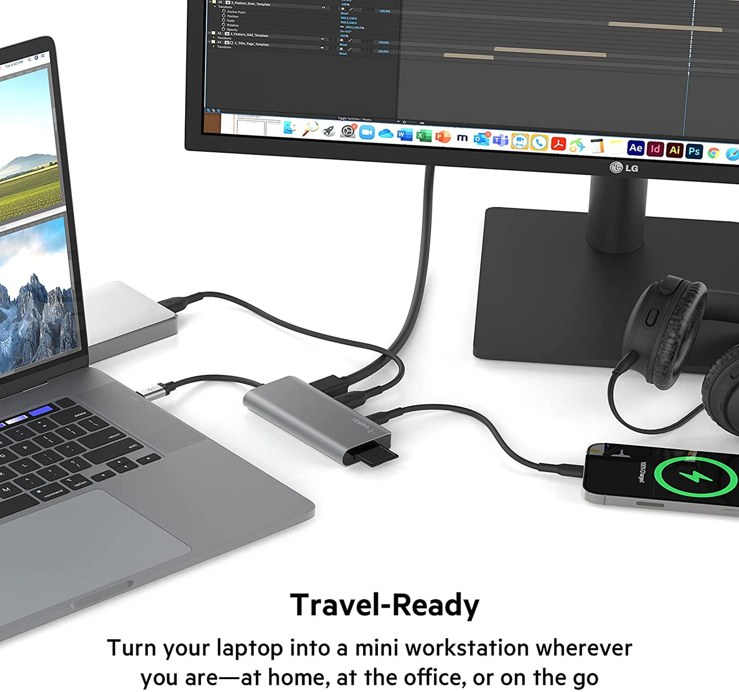 Belkin USB C Hub, 5-in-1 MultiPort Adapter Dock with 4K HDMI, 2 x USB A 3.1, SD Card Slot and microSD for MacBook Pro, Air, iPad Pro, XPS and More