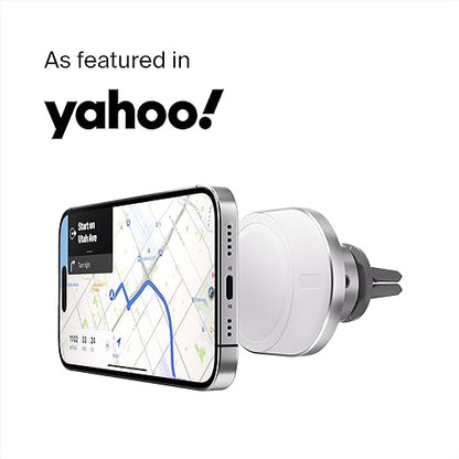 Belkin MagSafe-Compatible Wireless Car Charger 15W, Fast Charging Wireless Charger - Powerful Magnetic Vent Holder for iPhone 17, 16, 15, 14, 13 Series, Pixel 10, Secure Car Phone Mount - White Charging Mount