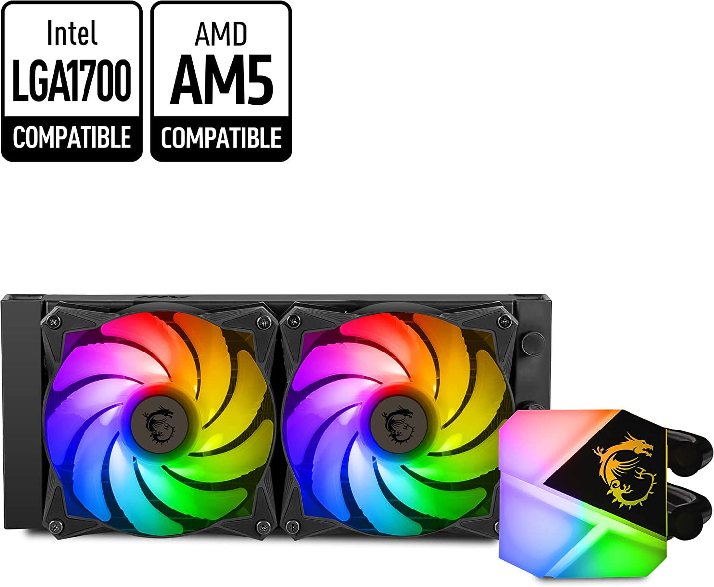 MSI MAG CoreLiquid C240 - AIO ARGB CPU Liquid Cooler - 240mm Radiator - LGA 1700 Ready - Dual 120mm ARGB PWM Fans 240 mm MAG CORELIQUID C240