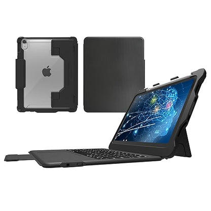 STM Goods Dux Keyboard Trackpad USB-C for iPad 10th, USB-C Connected Keyboard - Rugged, Rubberized Drop Protection - Integrated Trackpad, Storage for Apple Pencil Gen 1 or Logitech Crayon - Black