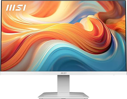 MSI PRO MP273W E14A 27-inch IPS 1920 x 1080 (FHD) Gaming Office Monitor, 120Hz, Free-Synch, HDMI, DisplayPort, VGA Port, VESA Mountable, Tilt, Speaker, 4-Side Slim Bezel 1ms, White