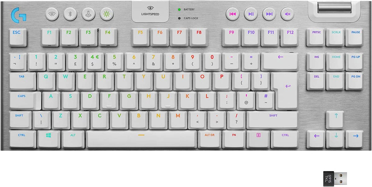 Logitech G915 TKL White Tactile Tenkeyless LIGHTSPEED Wireless RGB Mechanical Gaming Keyboard, Low Profile Switch Options, LIGHTSYNC RGB, Advanced Wireless and Bluetooth Support TKL G915 TKL Tactile White Wireless