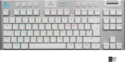 Logitech G915 TKL White Tactile Tenkeyless LIGHTSPEED Wireless RGB Mechanical Gaming Keyboard, Low Profile Switch Options, LIGHTSYNC RGB, Advanced Wireless and Bluetooth Support TKL G915 TKL Tactile White Wireless