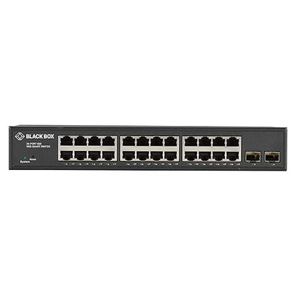 Black Box Gigabit Ethernet Managed Switch - (24) RJ-45, (2) SFP - 24 Ports - Manageable - TAA Compliant - 2 Layer Supported - Modular - Twisted Pair, Optical Fiber - 1U High - Desktop, Rack-mountable