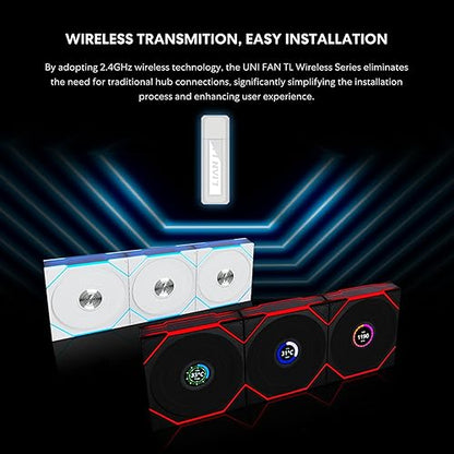 Lian Li UNI Fan TL 120 Wireless - Single Pack - Controller Not Included - 2.4 GHz Wireless Control - Infinity Mirror Design - Controller Required - White (12TL1W1W)