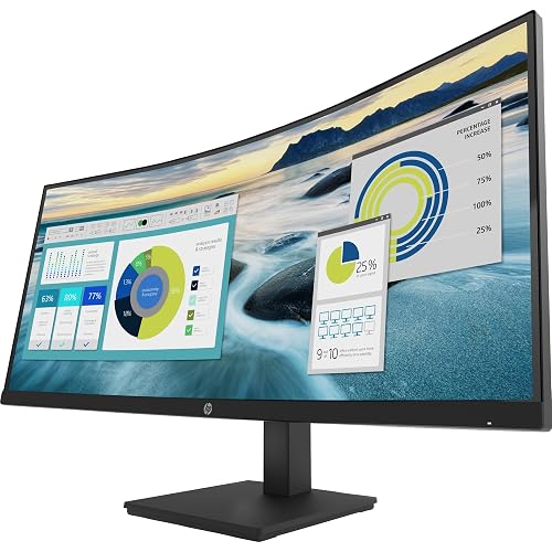 HP P34HC G4 34 WQHD Curved Screen Edge LED LCD Monitor - Vertical Alignment - 3440 x 1440-250 Nit - 100 Hz RR - HDMI - Display Port - Black