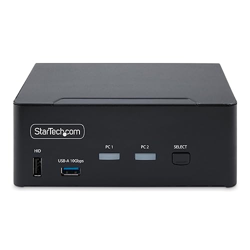 StarTech.com 2-Port Dual-Monitor DisplayPort 1.4 KVM Switch, 8K 60Hz / 4K 144Hz, 2X USB 3.2 10Gbps Ports, TAA Compliant