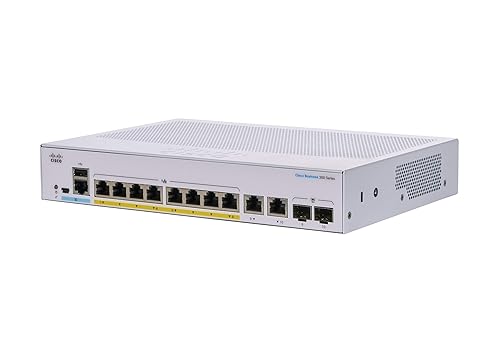 CISCO DESIGNED Business CBS350-8P-E-2G Managed Switch | 8 Port GE | PoE | Ext PS | 2x1G Combo | Limited Lifetime Protection (CBS350-8P-E-2G) 8-port GE / PoE+ / 67W / 2 x GE Uplinks / External Power Supplier