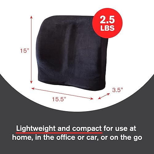 ObusForme Sit-Back Cushion – Seat Cushion and Posture Support, Contoured Ergonomic Design for Soothing Relief, Memory Foam Lumbar Support Pillow for Office Chairs and More