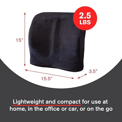 ObusForme Sit-Back Cushion – Seat Cushion and Posture Support, Contoured Ergonomic Design for Soothing Relief, Memory Foam Lumbar Support Pillow for Office Chairs and More
