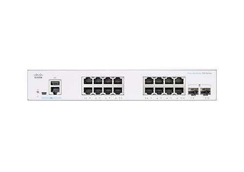 Cisco Business CBS350-16T-E-2G Managed Switch | 16 Port GE | Ext PS | 2x1G SFP | Limited Lifetime Protection (CBS350-16T-E-2G) Switch 16-port GE / 2 x GE Uplinks / External Power Supplier
