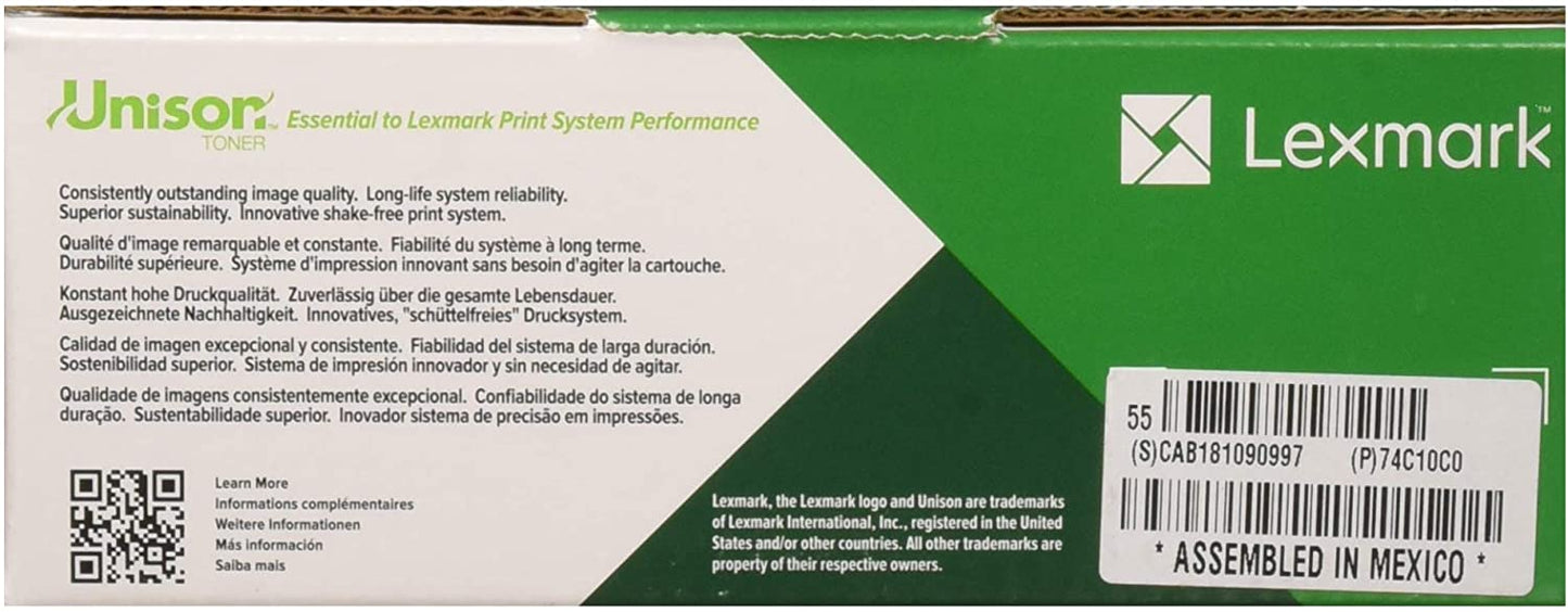 Lexmark 74C10C0 Unison Toner Cartridge, Cyan