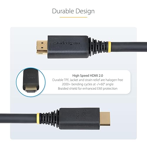 StarTech.com 35ft (10.6m) Active High Speed HDMI Cable, 4K 60Hz/1440p 144Hz, 18Gbps, UHD HDMI 2.0 Cord, TPE Jacket